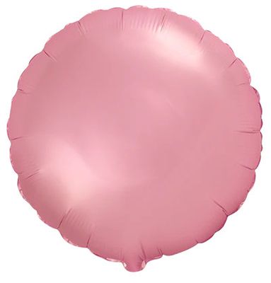 Chrome Light Pink Round - 18&quot; Helium Filled Foil Balloon, Ribbon