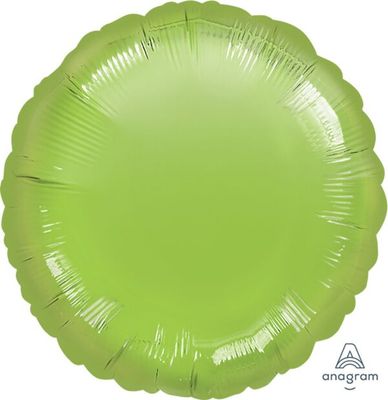 Lime Green Round - 17&quot; Helium Filled Foil Balloon, Ribbon