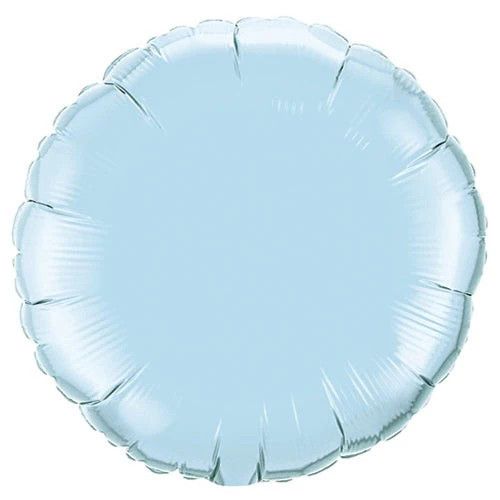 Pearl Light Blue Round - 18&quot; Helium Filled Foil Balloon, Ribbon