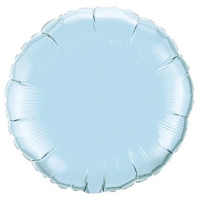 Pearl Light Blue Round - 18&quot; Helium Filled Foil Balloon, Ribbon