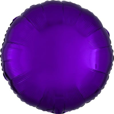 Metallic Purple Round - 18&quot; Helium Filled Foil Balloon, Ribbon