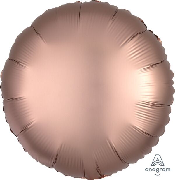 Luxe Rose Copper Round - 17&quot; Helium Filled Foil Balloon, Ribbon