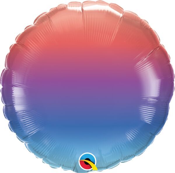 Winter Ombre Round - 18&quot; Helium Filled Foil Balloon, Ribbon
