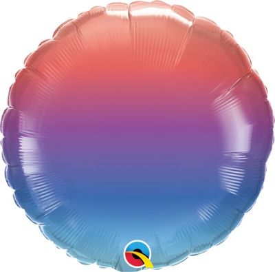 Winter Ombre Round - 18&quot; Helium Filled Foil Balloon, Ribbon