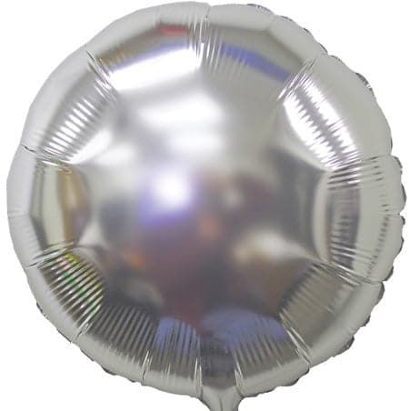 Metallic Silver  Round - 18&quot; Helium Filled Foil Balloon, Ribbon