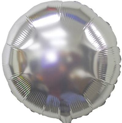 Metallic Silver  Round - 18&quot; Helium Filled Foil Balloon, Ribbon