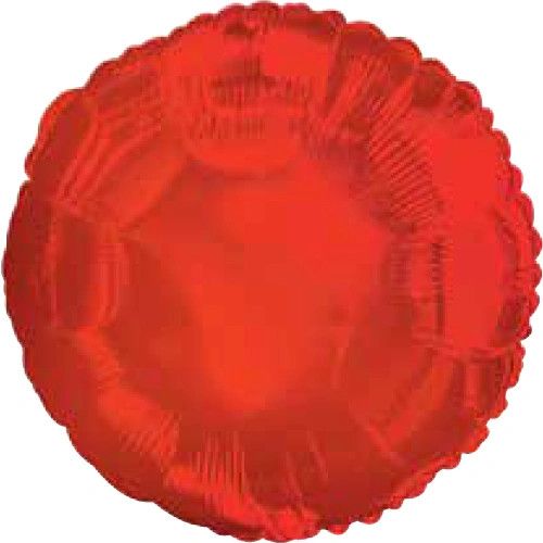 Metallic Red  Round - 18&quot; Helium Filled Foil Balloon, Ribbon