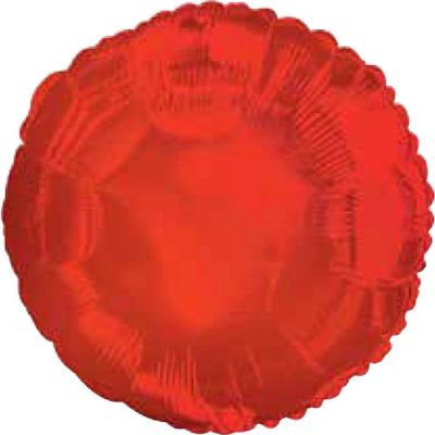 Metallic Red  Round - 18&quot; Helium Filled Foil Balloon, Ribbon
