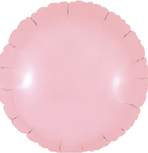 Matte Pink Round - 18&quot; Helium Filled Foil Balloon, Ribbon