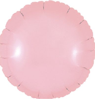 Matte Pink Round - 18&quot; Helium Filled Foil Balloon, Ribbon