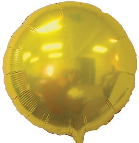 Metallic Gold Round - 18&quot; Helium Filled Foil Balloon, Ribbon