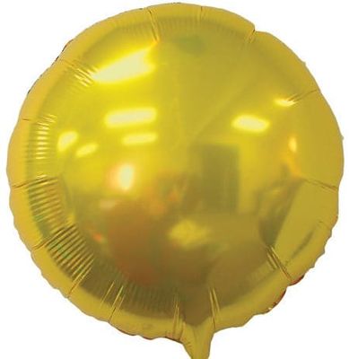 Metallic Gold Round - 18&quot; Helium Filled Foil Balloon, Ribbon