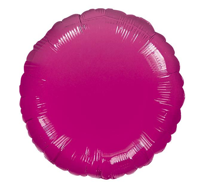 Metallic Fuchsia Round - 18&quot; Helium Filled Foil Balloon, Ribbon