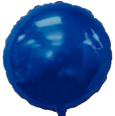 Metallic Blue Round - 18&quot; Helium Filled Foil Balloon, Ribbon