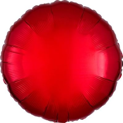 Metallic Red Round - 17&quot; Helium Filled Foil Balloon, Ribbon