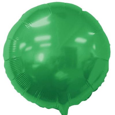 Metallic Green Round - 18&quot; Helium Filled Foil Balloon, Ribbon