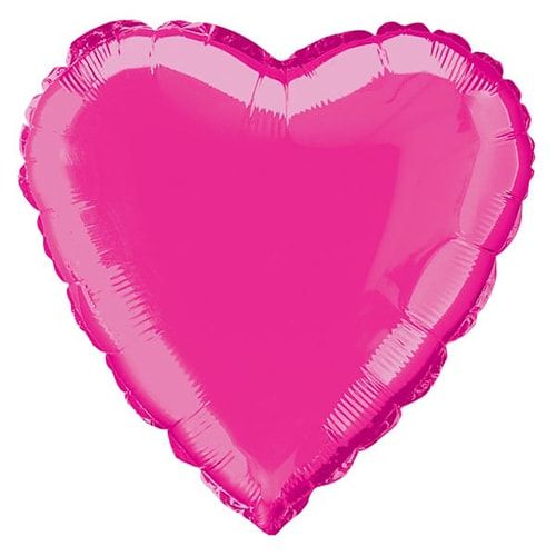 Fuschia Heart - 18&quot; Helium Filled Foil Balloon, Ribbon