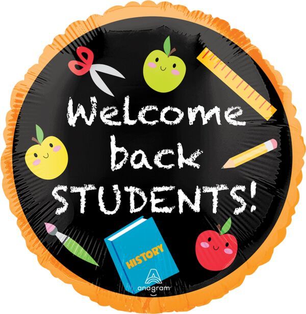 Welcome Back Students - 17&quot; Helium Filled Foil Balloon, Ribbon