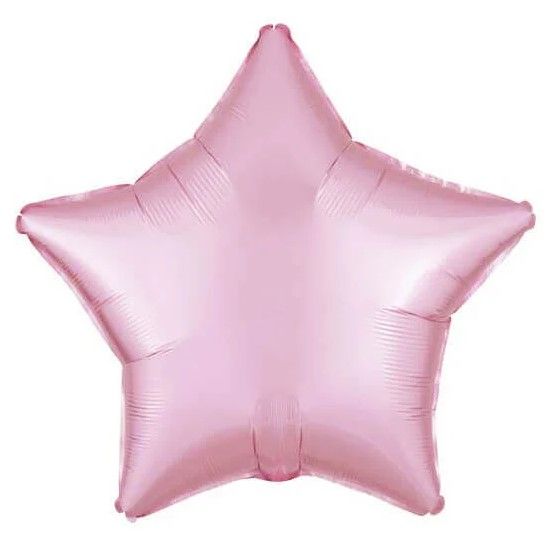 Chrome Light Pink Star - 18&quot; Helium Filled Foil Balloon, Ribbon