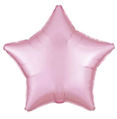 Chrome Light Pink Star - 18&quot; Helium Filled Foil Balloon, Ribbon