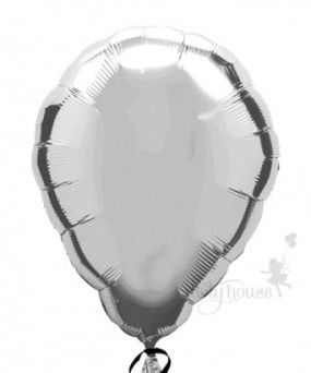 Metallic Silver Latex Shape - 18&quot; Helium Filled Foil Balloon, Ribbon