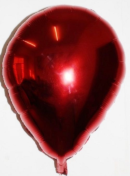 Metallic Red Latex Shape - 18&quot; Helium Filled Foil Balloon, Ribbon