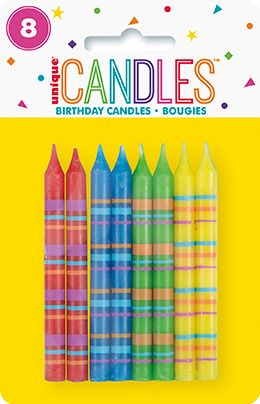 Striped Candles - Multi 8ct