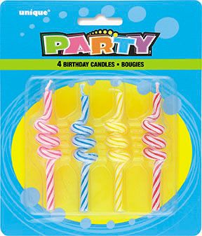 Striped Coil Candles  - 4ct