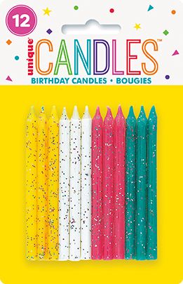 Glitter Candles - Multi 12ct