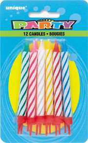 Birthday Candles in Holders - 12ct