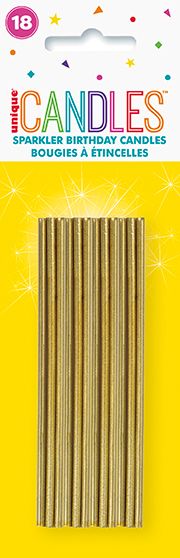 4&quot; Sparkle Candles - Gold 18ct