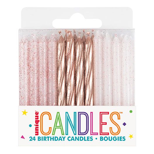 Spiral Candle - Rose Gold Glitter 24ct
