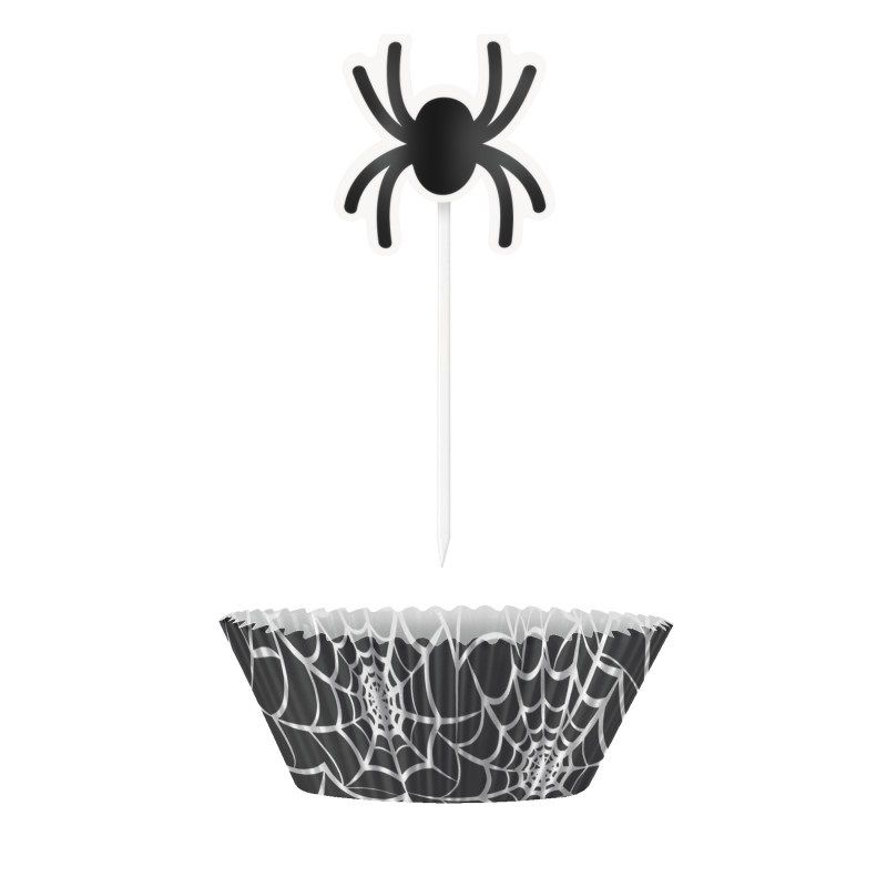 Black Spider Web Cupcake Kit For 24