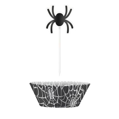 Black Spider Web Cupcake Kit For 24