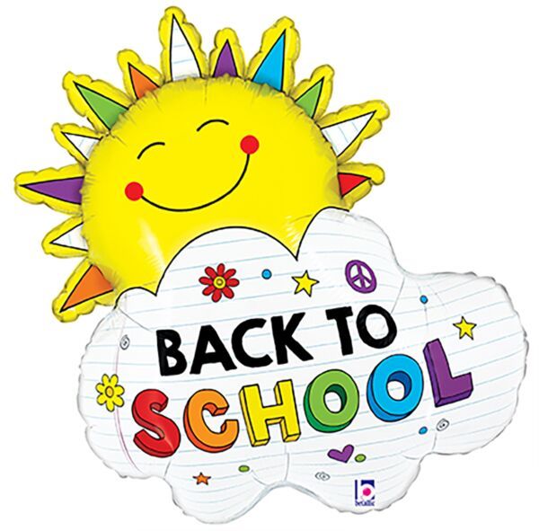 Back To School Sunshine - 31&quot; Helium Filled Foil Balloon, Ribbon