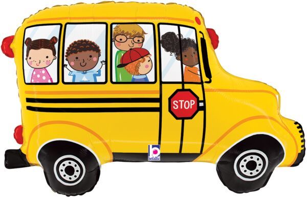 School Bus - 29&quot; Helium Filled Foil Balloon, Ribbon