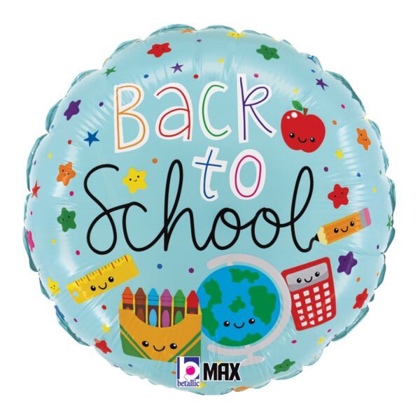 Back To School - 18&quot; Helium Filled Foil Balloon, Ribbon