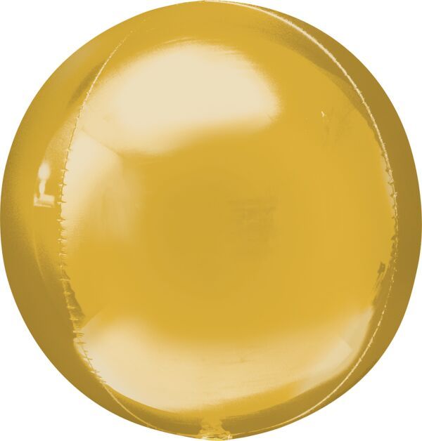 Gold Orbz - 21&quot; Helium Filled Foil Balloon, Ribbon