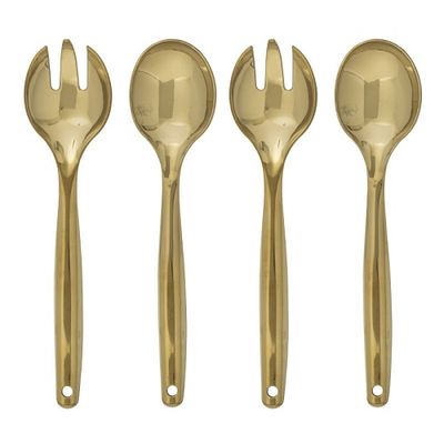 Gold Plastic Serving Utensils Set  4pc