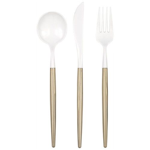Cutlery Assortment - White/Gold 12ct