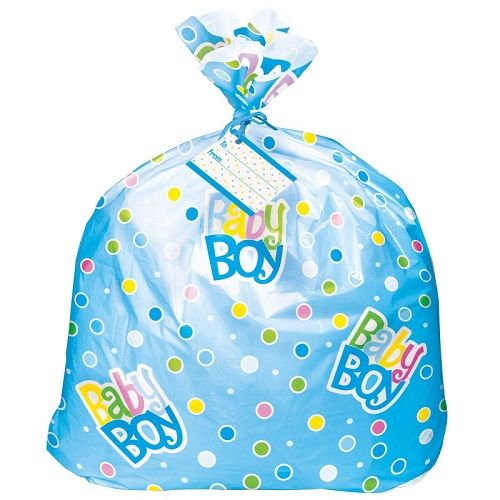 Jumbo Gift Sack - Blue Polka Dots Baby Shower