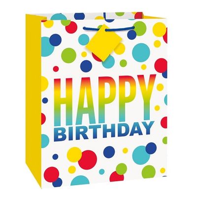 Large Gift Bag - Rainbow Spots Birthday