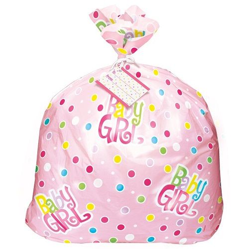 Jumbo Gift Sack - Pink Polka Dots Baby Shower