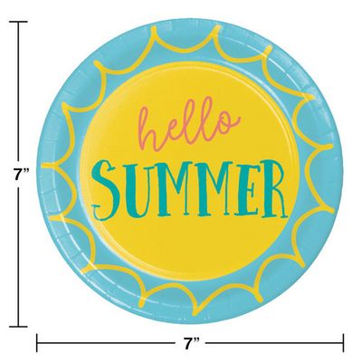 Summer Sayings - Hello Summer 7&quot; Plates 8ct