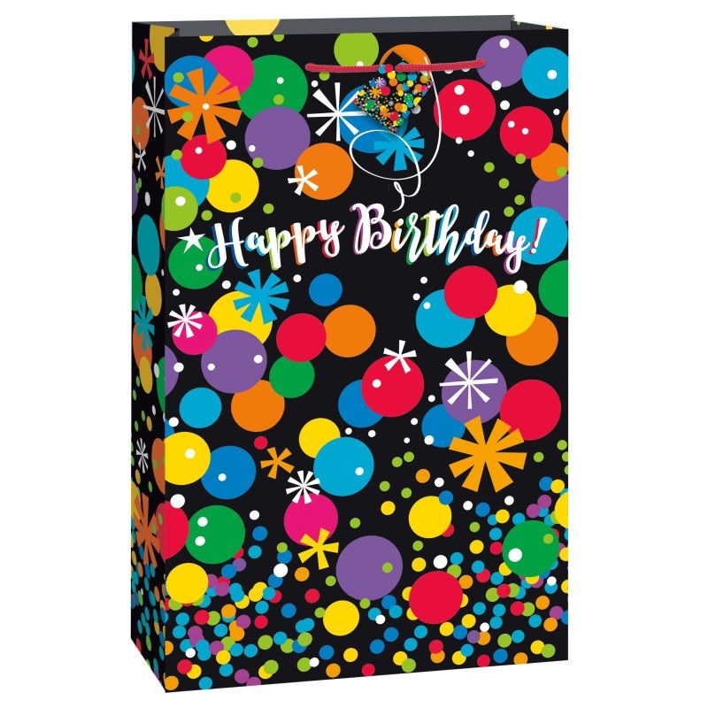 Extra Jumbo Gift Bag - Black Bright Stars &amp; Dots