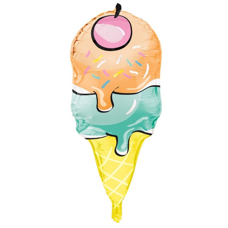Giant Ice Cream Cone - 23&quot; Foil Balloon - Helium Filled