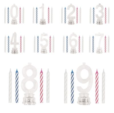 Numbered Flashing Candle Holder w/ Candles -