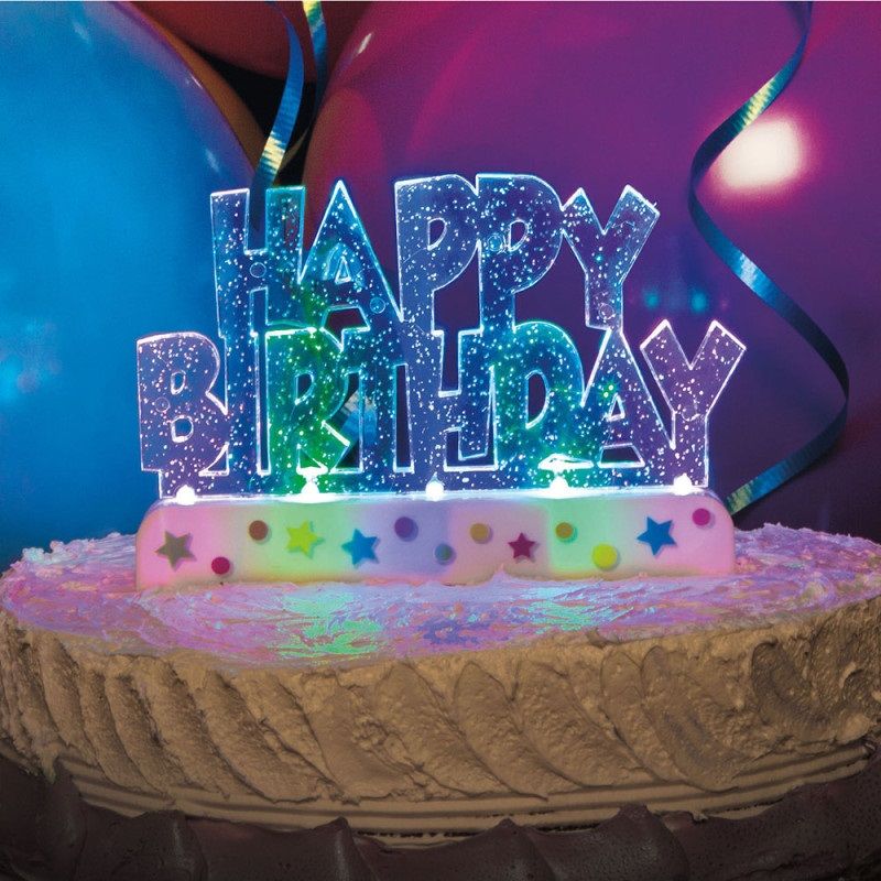 Flashing Happy Bday Cake Topper