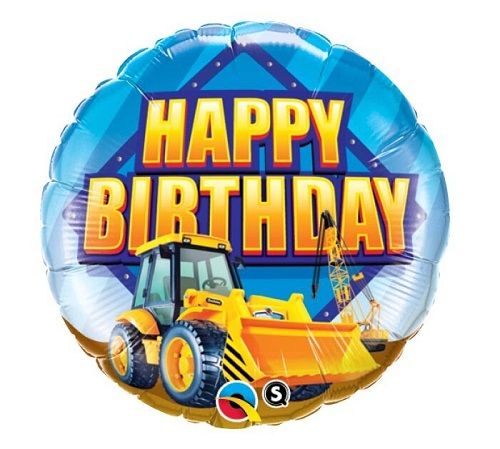 Birthday Construction Zone - 18&quot; Helium Filled Foil Balloon, Ribbon