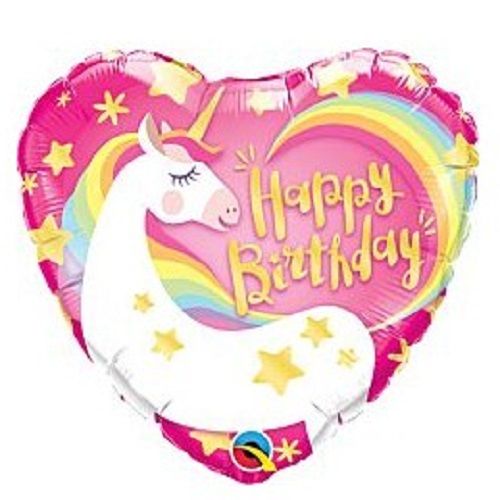 Birthday Magical Unicorn - 18&quot; Helium Filled Foil Balloon, Ribbon